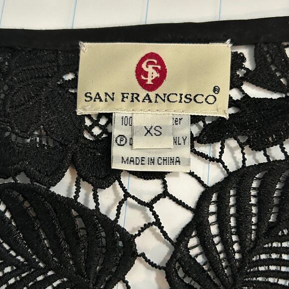 SAN FRANCISCO Black Lace Cover Jacket Well Made Vintage? Polyester Size XS - Picture 5 of 5
